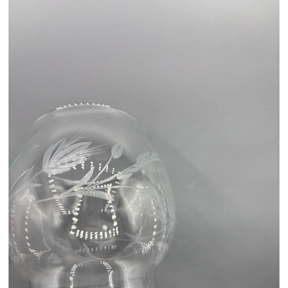 Vintage Cut Glass Floating Pillar Candle Holder Wheat Leaf Pattern Clear 7.5